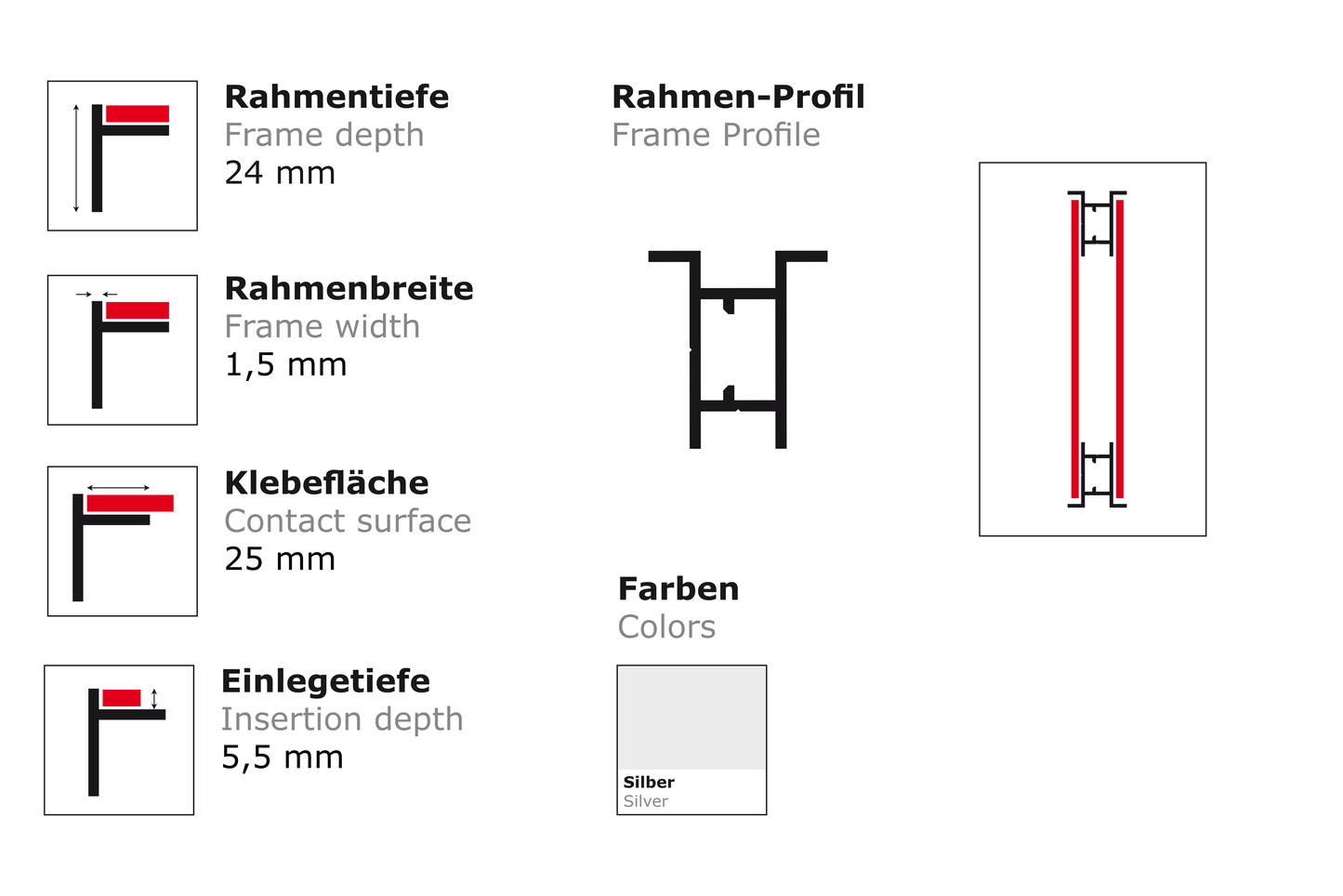 e-X 24 ds | Rahmenprofil, doppelseitig